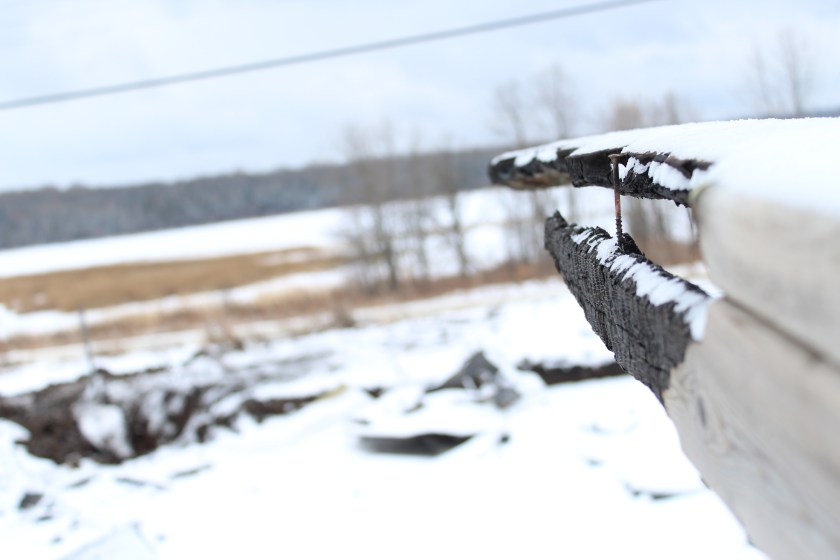 damonhunter - a stretch of burned handrail from a house fire's remains